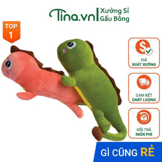 Gấu bông gối ôm Tina Khủng long đuôi tim bông cao cấp, vỏ nhung Hàn Quốc mềm mịn, co dãn 4 chiều, size 65cm