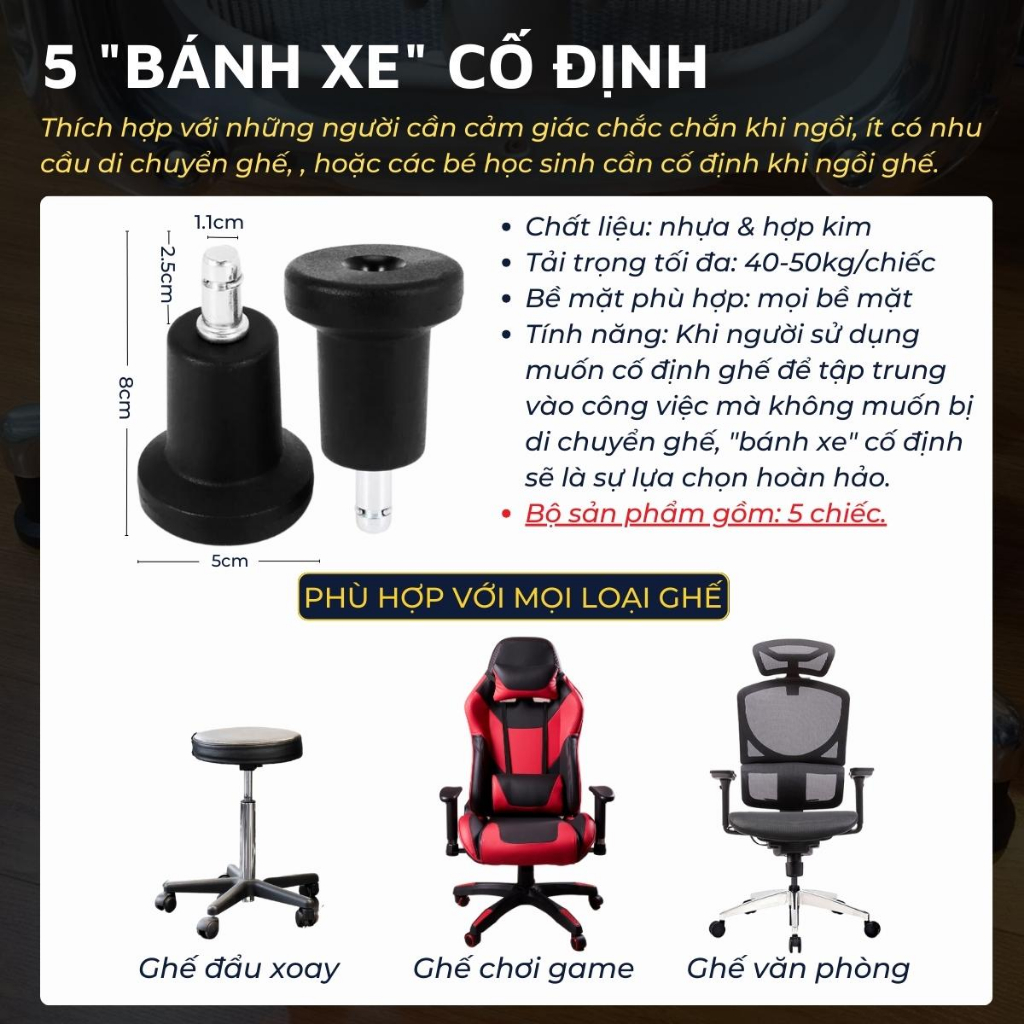 Bánh xe bàn ghế văn phòng, ghế công thái học, ghế xoay DandiHome