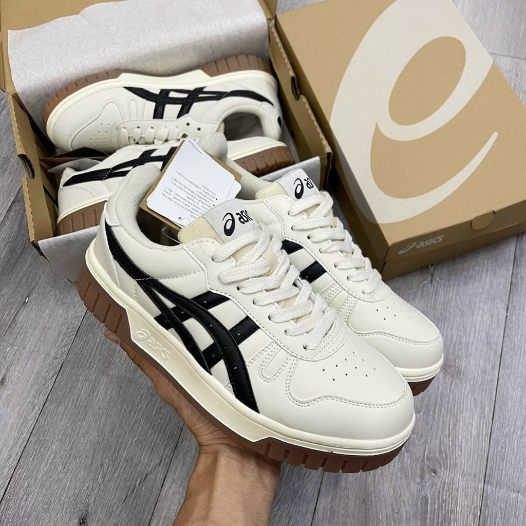Giày thể thao Asics Court MZ Cream Black Gum Nam Nữ Bản Cao Cấp, Giày Đế Cao Su asics Nguyên Khối Đủ Size 36-43