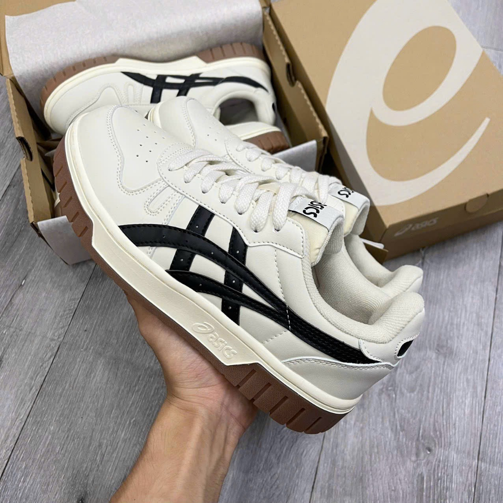 Giày thể thao Asics Court MZ Cream Black Gum Nam Nữ Bản Cao Cấp, Giày Đế Cao Su asics Nguyên Khối Đủ Size 36-43