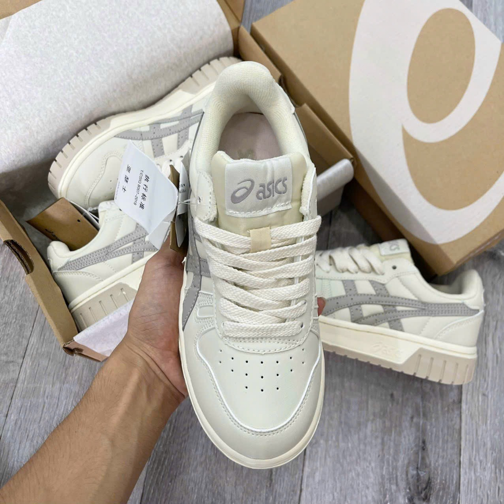 Giày thể thao Asics Court MZ Cream Black Gum Nam Nữ Bản Cao Cấp, Giày Đế Cao Su asics Nguyên Khối Đủ Size 36-43