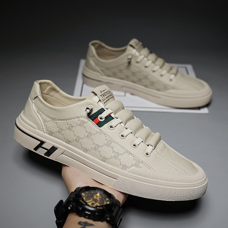 Giày da nam, giày sneaker cổ thấp phối vải thoáng khí thời trang 2023 - Gh18 - 2sevenstore