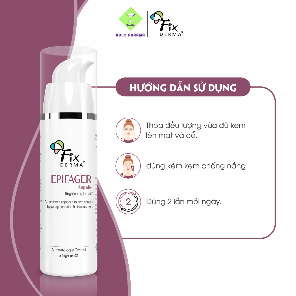 Kem Dưỡng Trắng Da Mặt Mờ Thâm Nám FIXDERMA Epifager Regale Brightening Cream Giúp Trắng Mịn, Đều Màu Da 30g