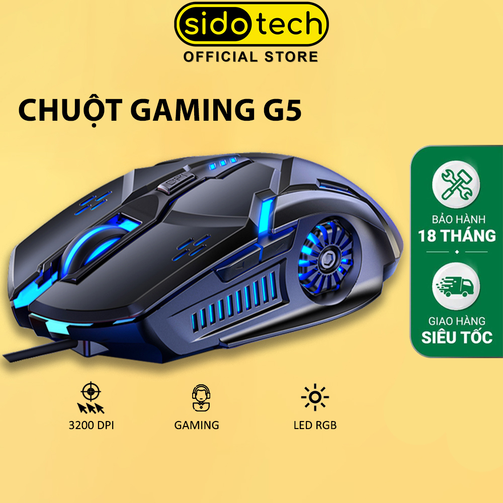 Chuột gaming máy tính có dây cho game thủ SIDOTECH YINDIAO G5 3200DPI / Chế độ LED 7 màu / 6 nút bấm - Chính Hãng