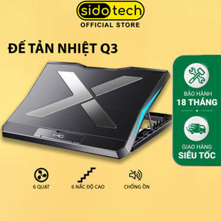 Đế tản nhiệt laptop SIDOTECH Q3 với 6 quạt làm mát nhanh đèn led điều chỉnh tốc độ gió cho game thủ gaming văn phòng
