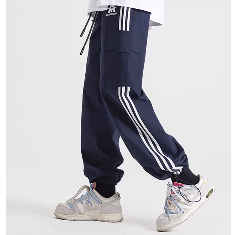 Quần jogger nam kẻ sọc dáng thể thao dây rút , phong cách retro đường phố EQ007 Meme