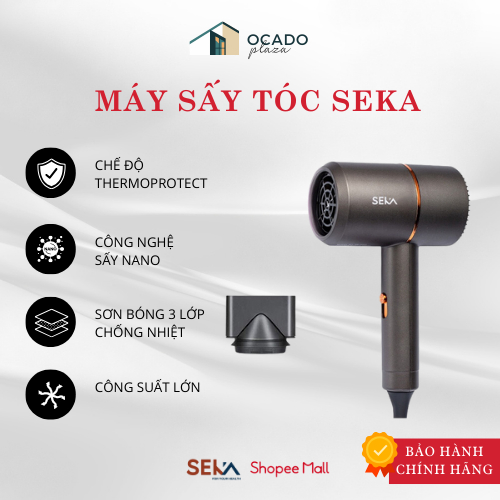 Máy Sấy Tóc Seka gấp gọn tiện lợi, tạo kiểu dễ dàng, công suất 220W, bảo hành 12 tháng