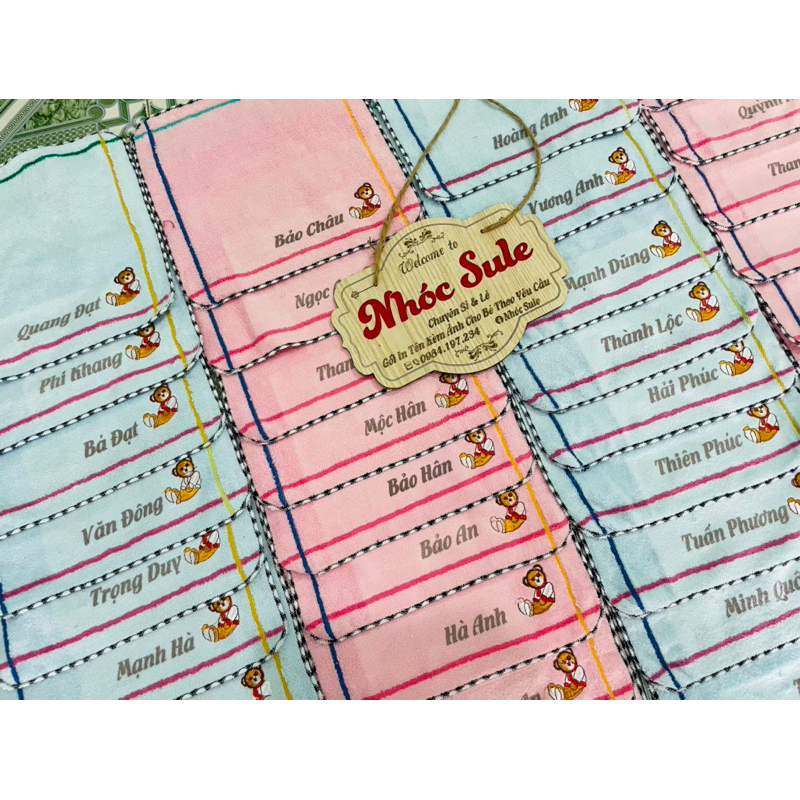 Khăn mặt cotton cho bé in tên in ký hiệu theo yêu cầu