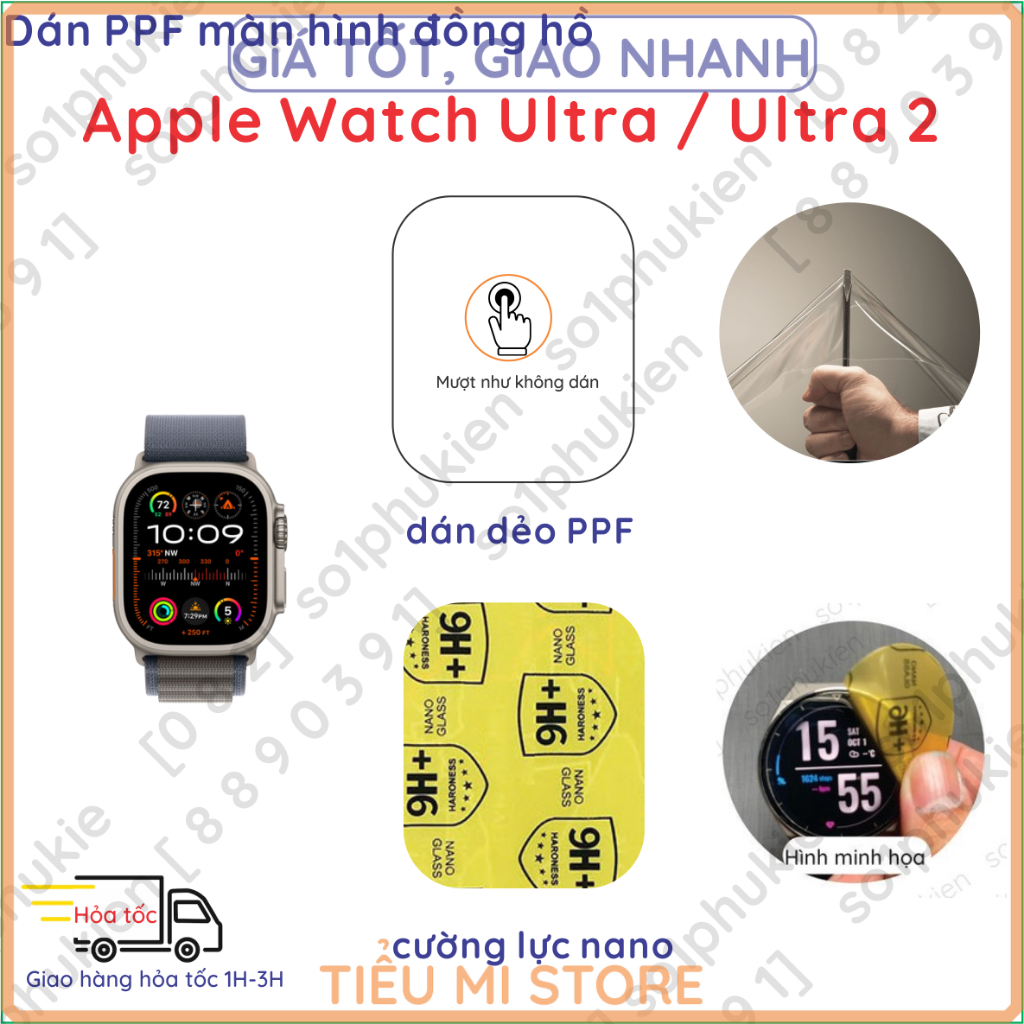 (2 tấm) Dán Màn Hình Apple Watch Ultra / Watch Ultra 2 loại dán dẻo PPF Chống Trầy, cường lực dẻo nano chống bể vỡ kính #1