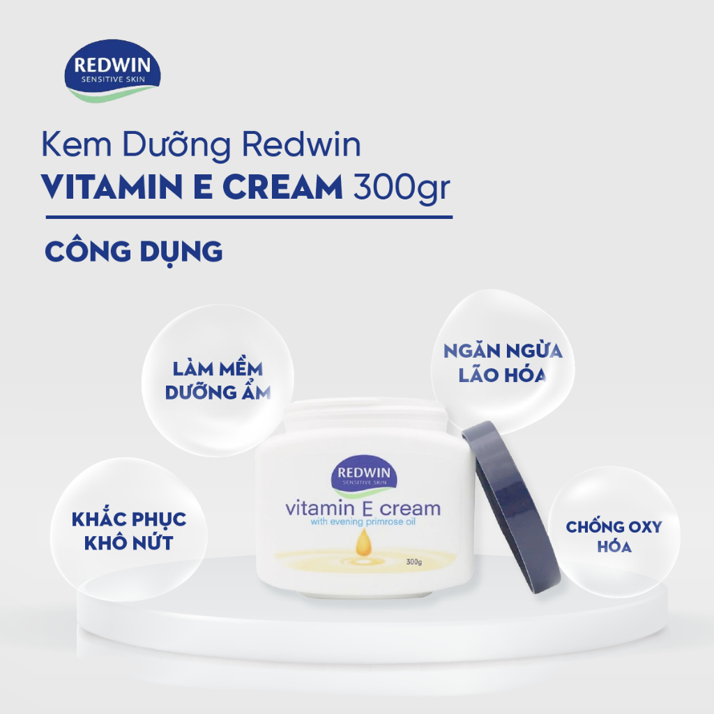 Kem dưỡng da toàn thân REDWIN Vitamin E Cream cấp ẩm cho da hộp 300g