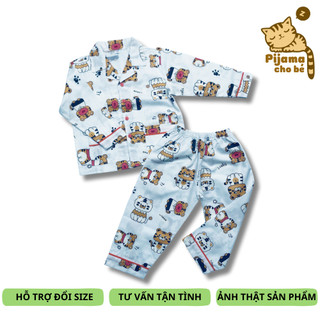 Pijama Cho Bé dài tay vải Thô cotton hút mồ hôi - Nhiều mẫu bé trai bé gái size 10-40kg cho bé 1-9 tuổi