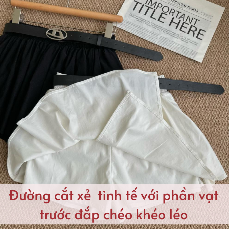 Chân váy dù ngắn dáng xòe quần giả váy lưng chun thời trang phong cách Ulzzang A14