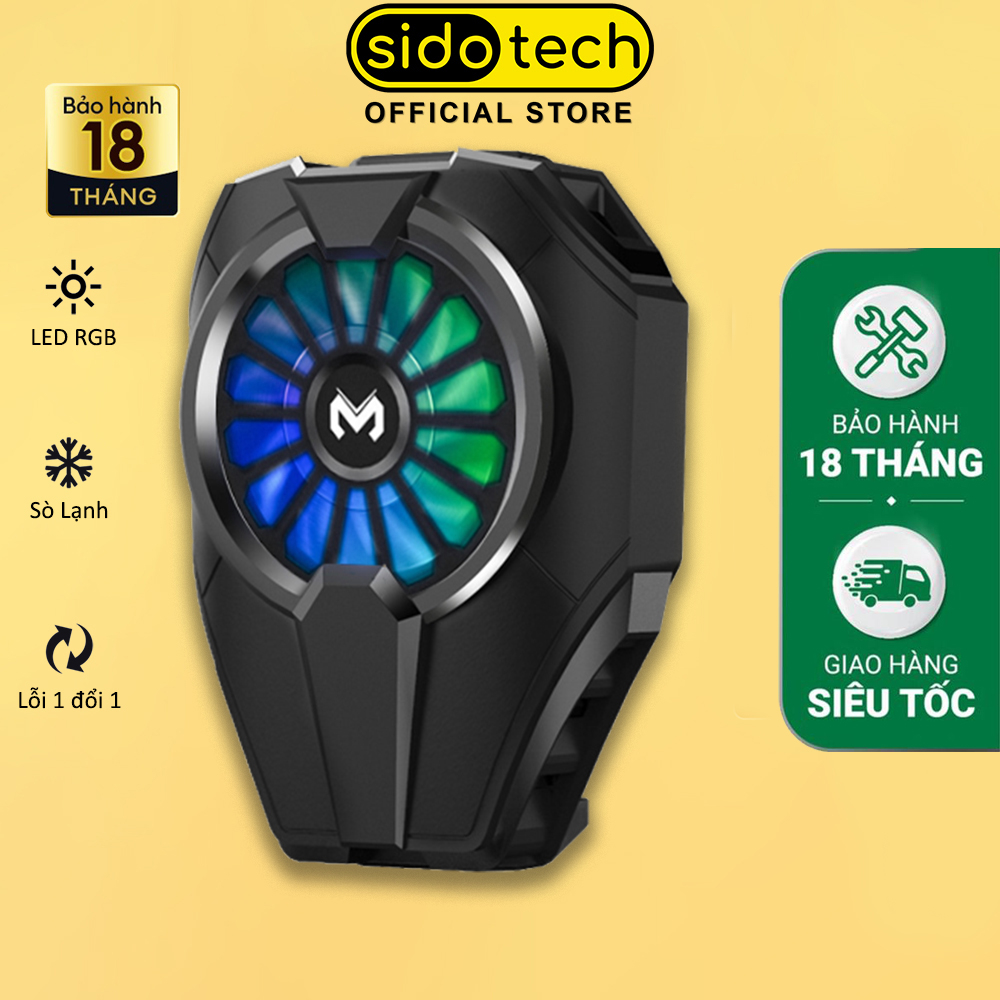 Quạt tản nhiệt điện thoại gaming SIDOTECH MEMO DL06 công nghệ sò lạnh làm mát nhanh LED đổi màu chuyên game mobile