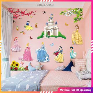 Buôn sỉ Tranh dán tường cho bé, decal trang trí dán tường elsa cho bé gái ABC1018, hình dán sticker công chúa elsa