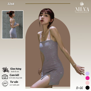 Đầm body 2 dây kim tuyến xẻ đùi