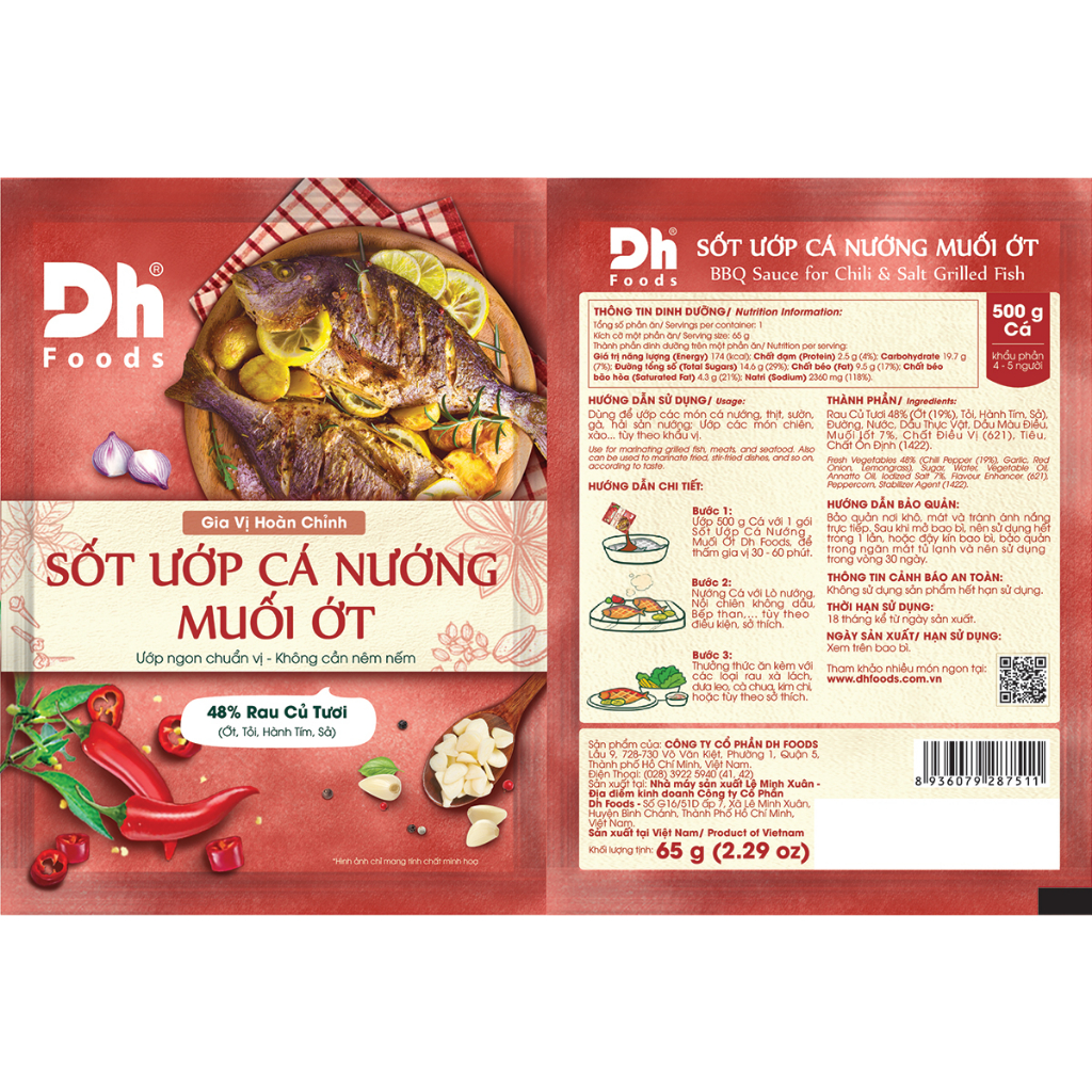 Bộ Sốt Ướp Các Loại Thịt, Cá, Hải Sản Dh Foods - Gói Gia Vị Sốt Ướp Tiện Lợi 65gr, Thành Phần Rau Củ Tươi