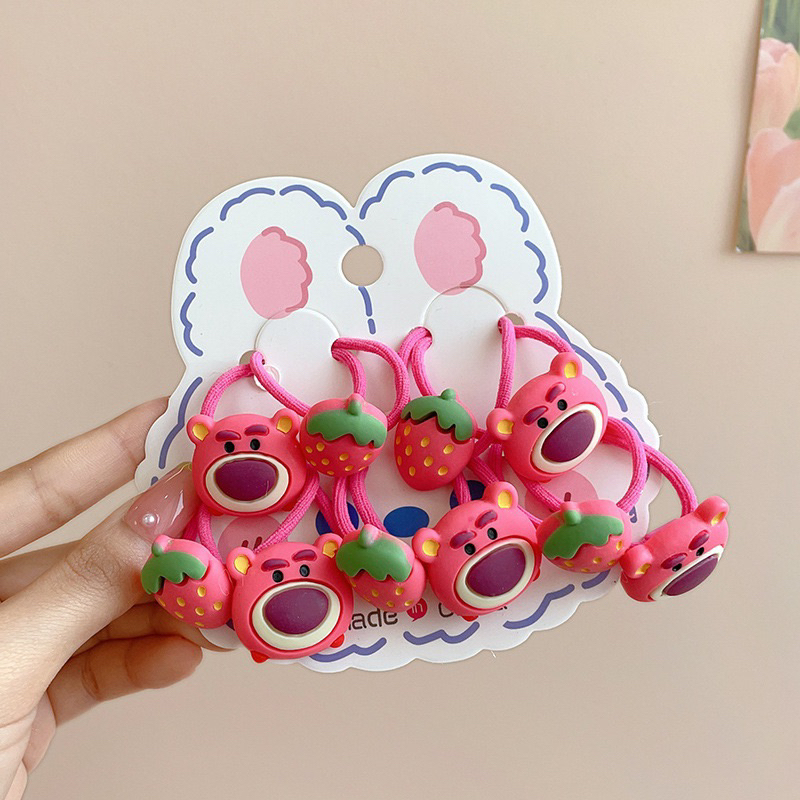 Set 10 Dây Buộc Tóc Gấu Dâu Cho Bé Gái