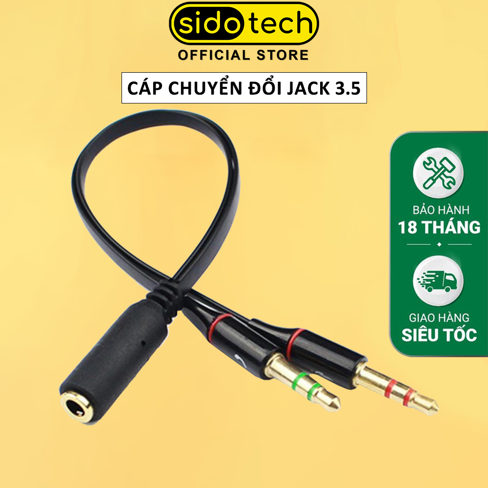 Cáp chia và gộp tai nghe 3.5mm SIDOTECH JS100 loại jack dùng để chuyển đổi sử dụng audio mic cho điện thoại laptop pc