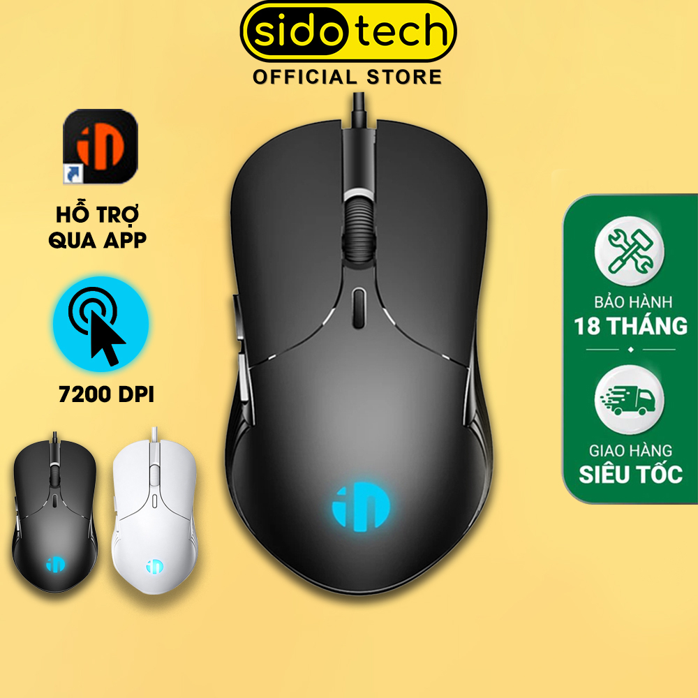 Chuột gaming máy tính Sidotech Inphic PB1 DPI 4800 tắt âm silent thiết kế cho chơi game và làm việc văn phòng