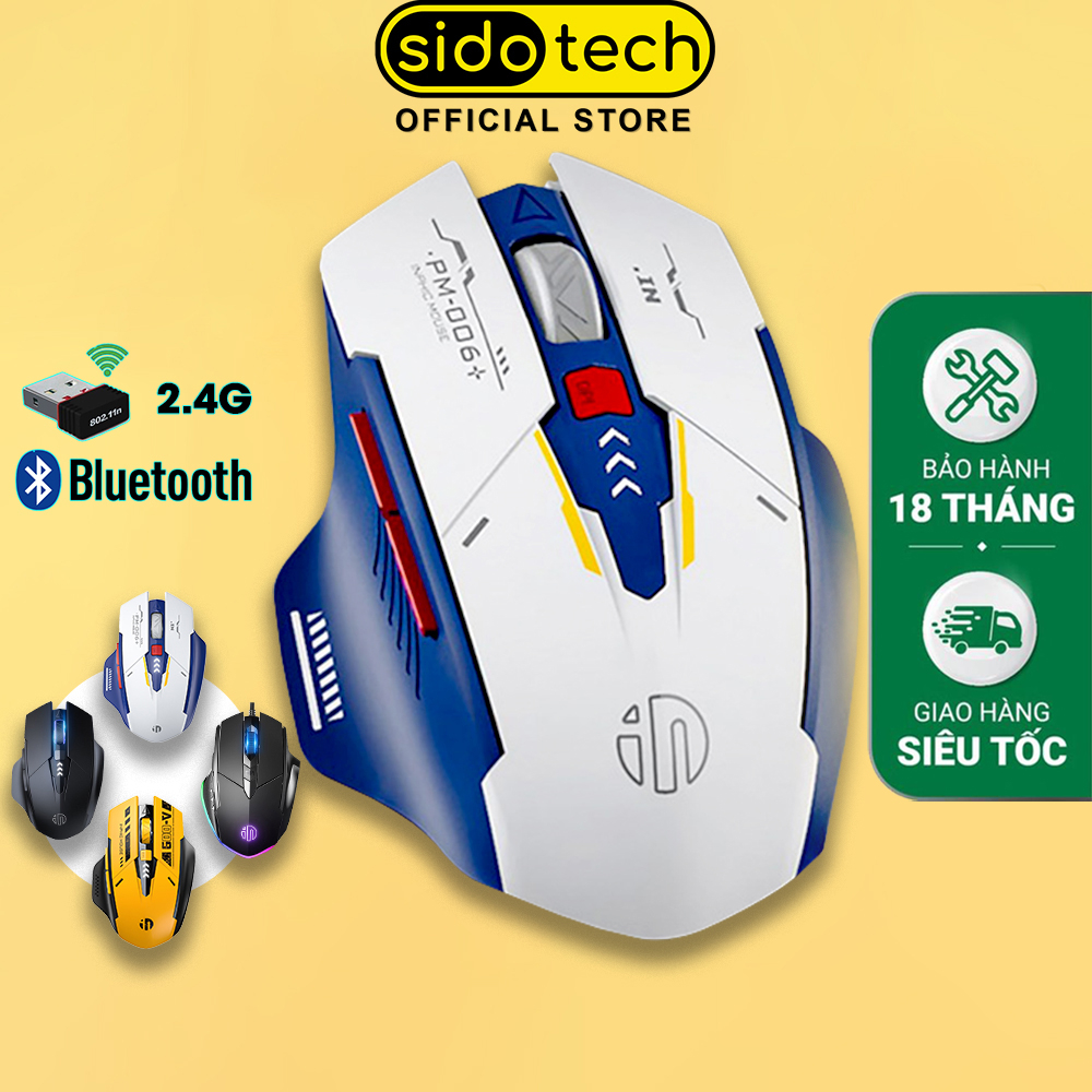 Chuột máy tính không dây pin sạc SIDOTECH M6P GUNDAM gaming công thái học silent chống ồn 6 nút điều chỉnh DPI