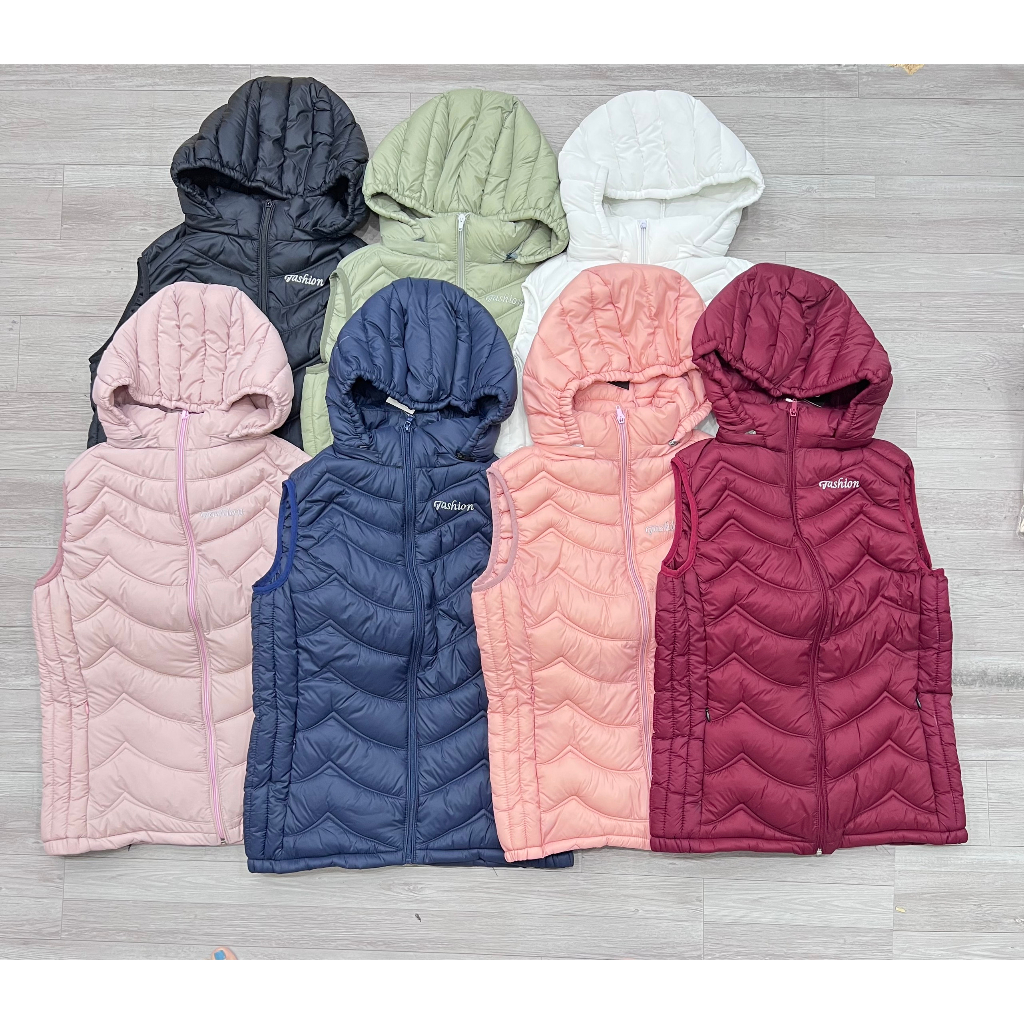 Áo khoác nữ Cúc Fashion hottrend đẹp vải siêu nhẹ siêu ấm phao lông vũ chữ fashion Áo phao sát nách AP0168