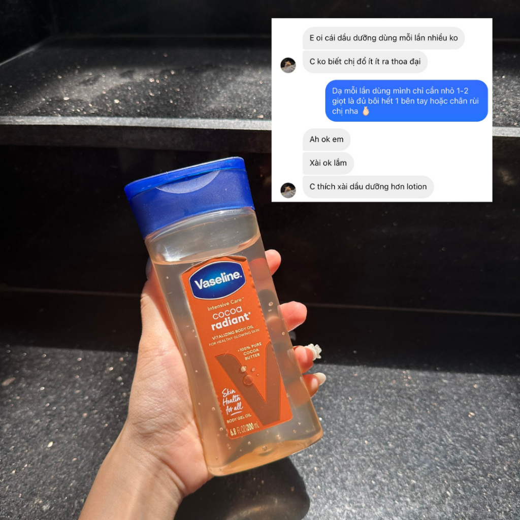 Dầu Dưỡng Da Căng Bóng Vaseline Dạng Gel Oil Cấp Ẩm Đa Tầng Và Dưỡng Chuyên Sâu