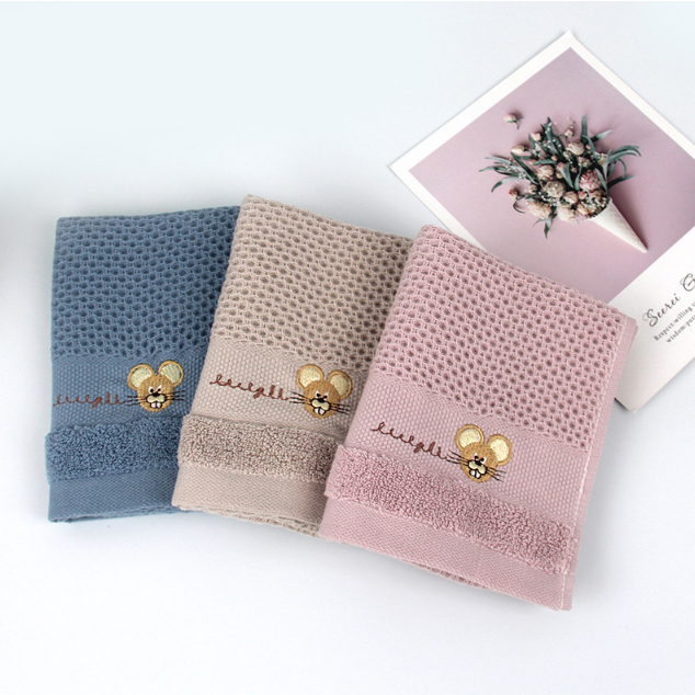 Khăn mặt trẻ em hai lớp cotton mềm mại thấm hút tốt. Khăn lau họa tiết tổ ong kích thước 30x30cm Kimhome K19