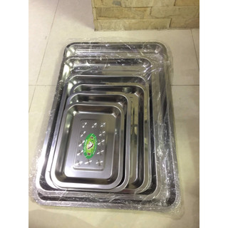 Mâm khay sâu 4,8cm chữ nhật inox, khay inox dày, đẹp, hàng loại tốt 27x36cm
