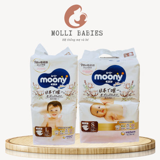 Bỉm moony natural nhật quần/dán size nb62/s58/m48/l36/xl32