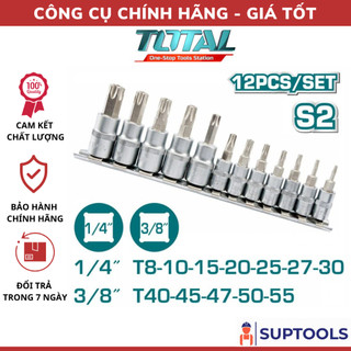 Bộ 12 đầu tuýp lục giác bông sao total tht1438121 7 đầu tuýp 1/4 inch và 5 đầu tuýp 3/8 inch