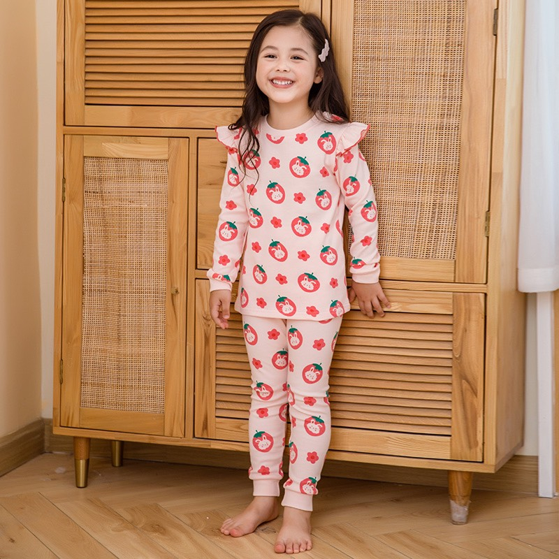 Bộ quần áo thu đông bé gái HK KIDS dài tay chất cotton dày dặn size cho bé từ 2-10 tuổi hàng chính hãng
