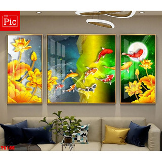 Tranh Tráng Gương - Tranh Treo Tường Cửu Ngư Quần Hội / Tranh Trang Trí Phòng Khách / Phòng Ngủ / Khách Sạn / Tiệm Spa