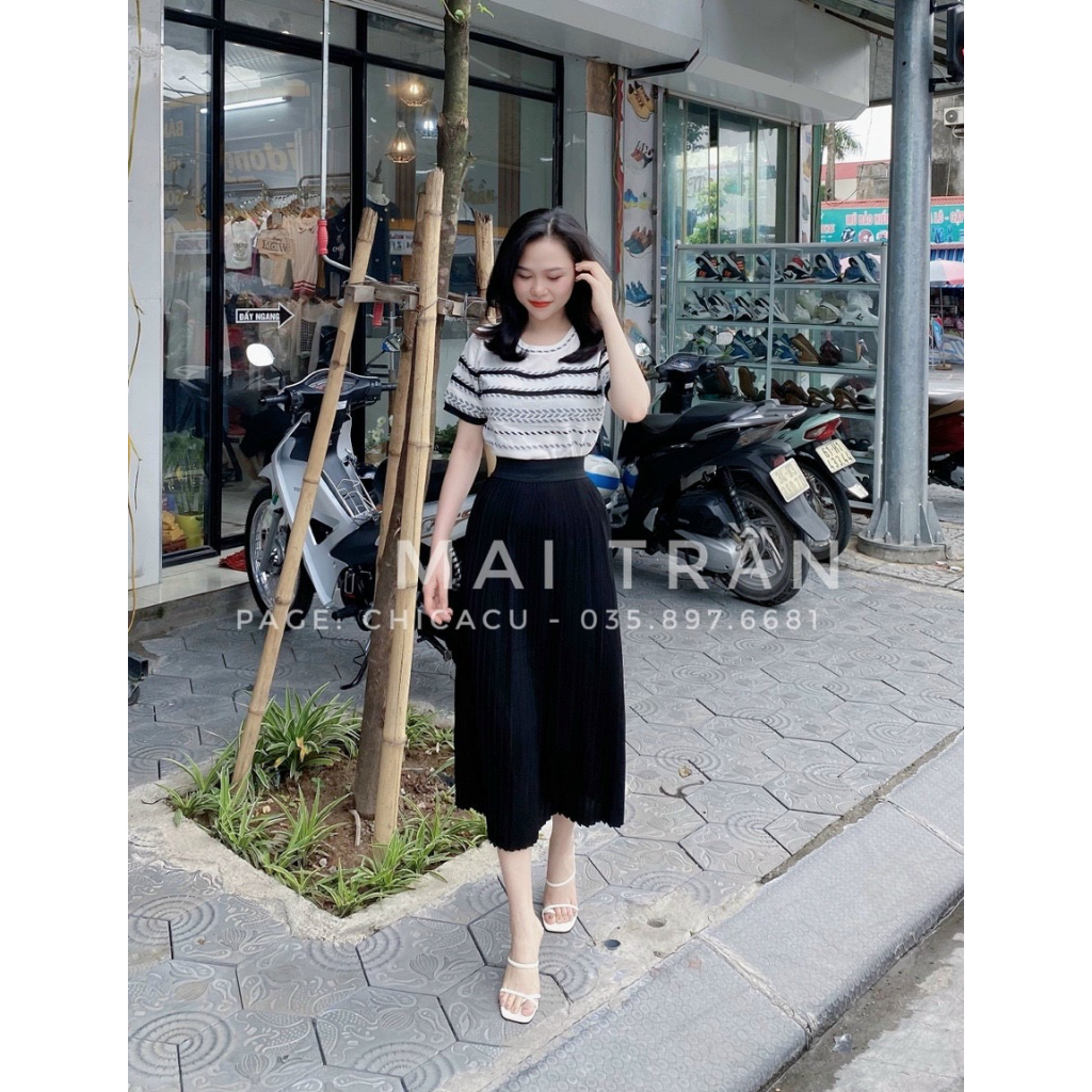 Áo Len Ngắn Tay Mongtoghi Cổ Tròn  Chất len montoghi Áo xương cá hàng quảng châu cao cấp