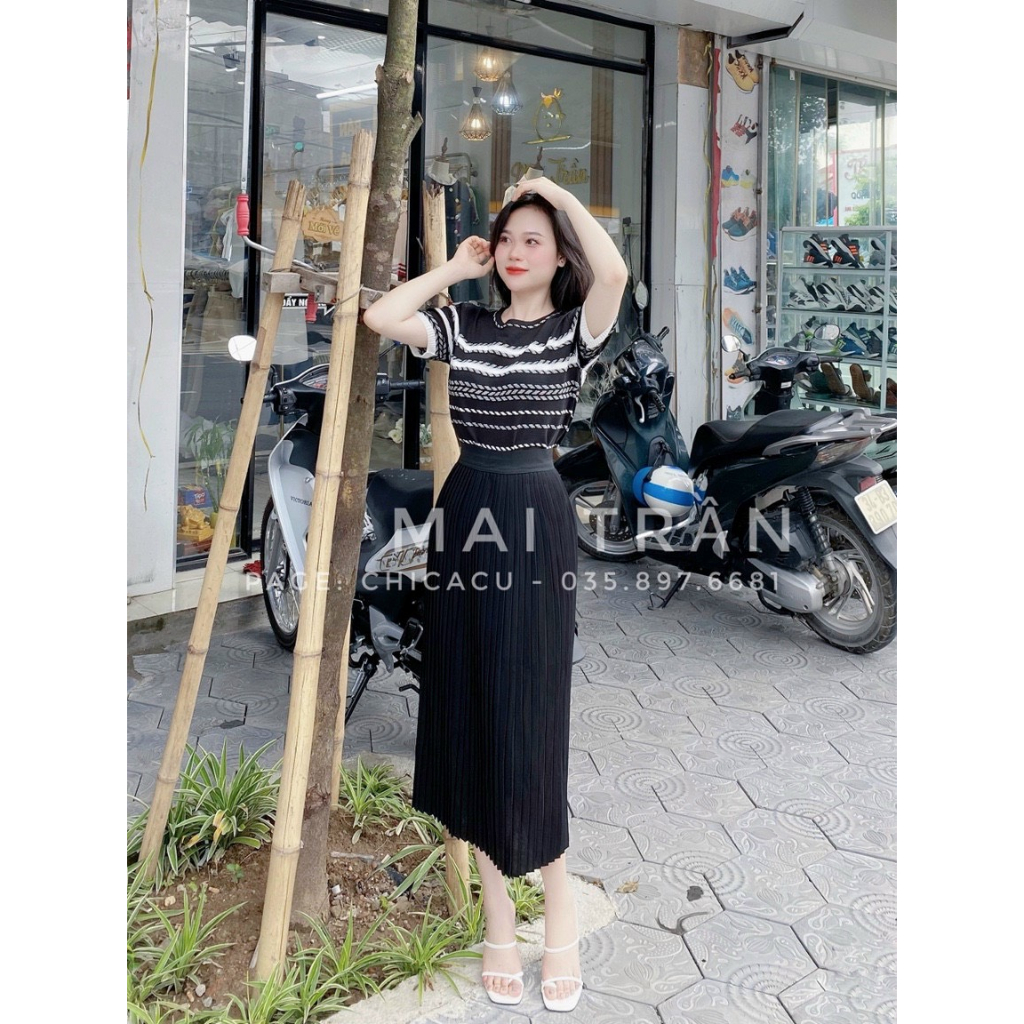 Áo Len Ngắn Tay Mongtoghi Cổ Tròn  Chất len montoghi Áo xương cá hàng quảng châu cao cấp