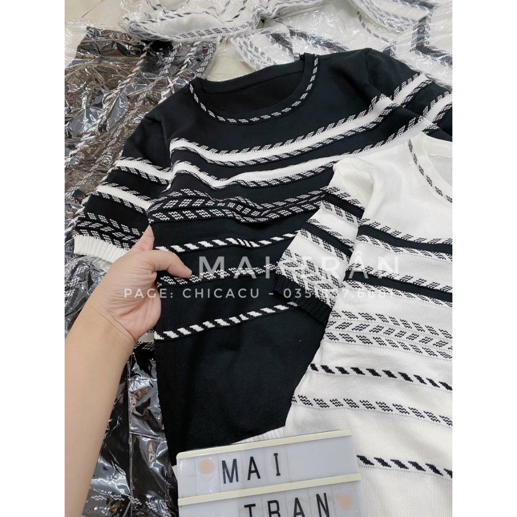 Áo Len Ngắn Tay Mongtoghi Cổ Tròn  Chất len montoghi Áo xương cá hàng quảng châu cao cấp