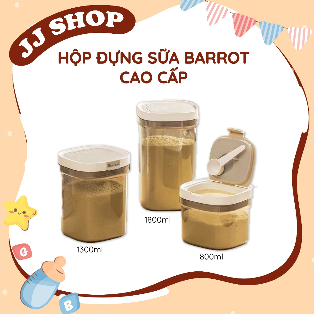 Hộp Nhựa Đựng Sữa Bột BARROT, Nắp Silicon Chống Ẩm Sữa Cho Bé