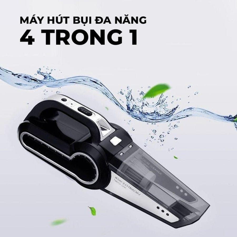 Máy Hút Bụi Ô Tô - Tích Hợp Bơm Lốp Ô Tô Đa Năng 4 in 1 - Hút Bụi, Bơm Lốp, Đo Áp Suất Lốp, Đèn Pin Chiếu Sáng Cao Cấp
