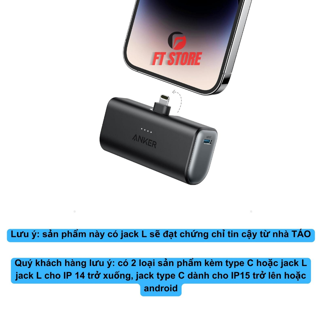 Pin sạc dự phòng Anker kèm đầu sạc A1645 A1653 5000mAh sạc nhanh 22,5W 20W 12W  BH12TH