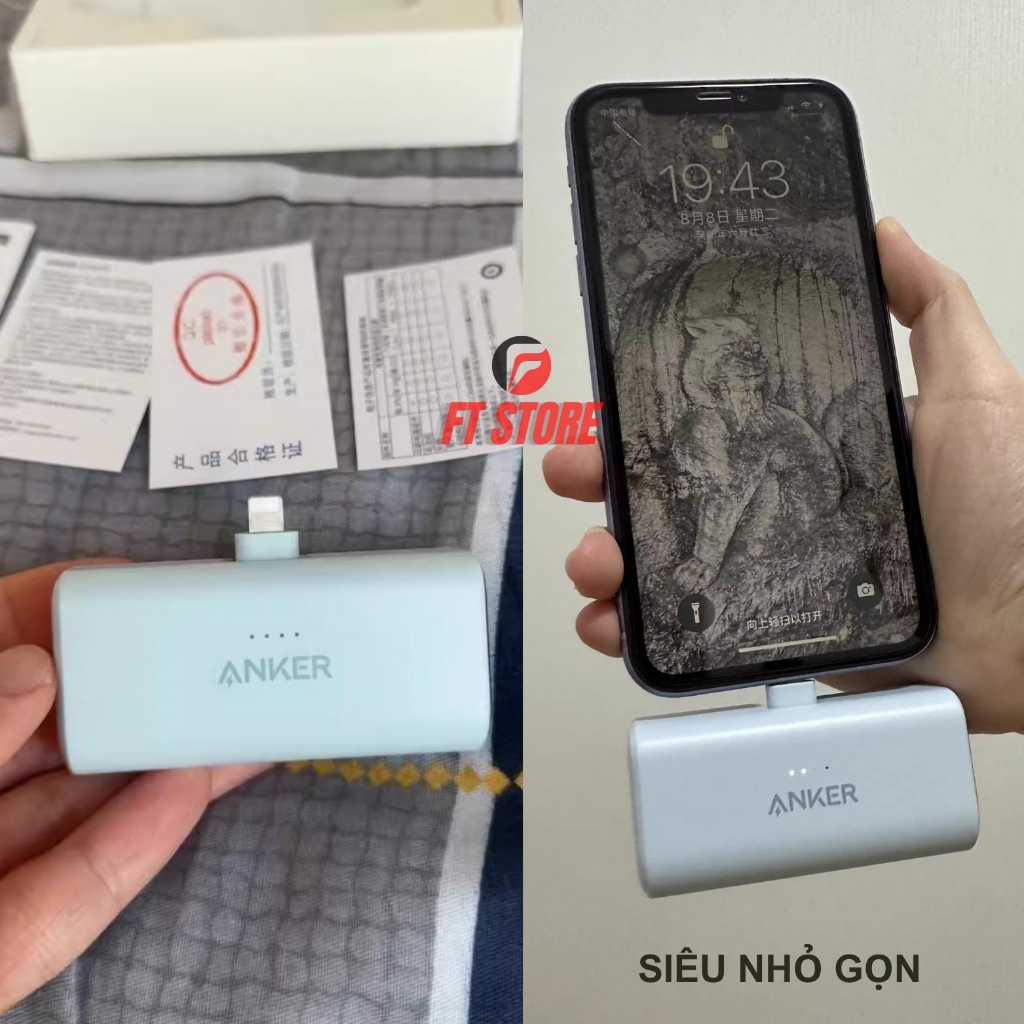 Pin sạc dự phòng Anker kèm đầu sạc A1645 A1653 5000mAh sạc nhanh 22,5W 20W 12W  BH12TH