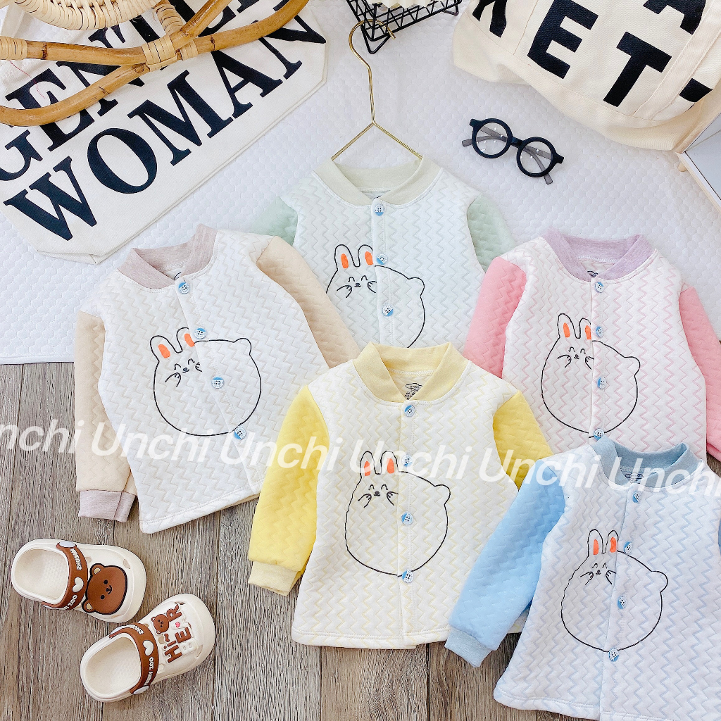 Áo khoác trần bông UCHI in hình Mèo Ú siêu đáng yêu -  hàng loại 1 cho bé sơ sinh từ 4 đến 10kg