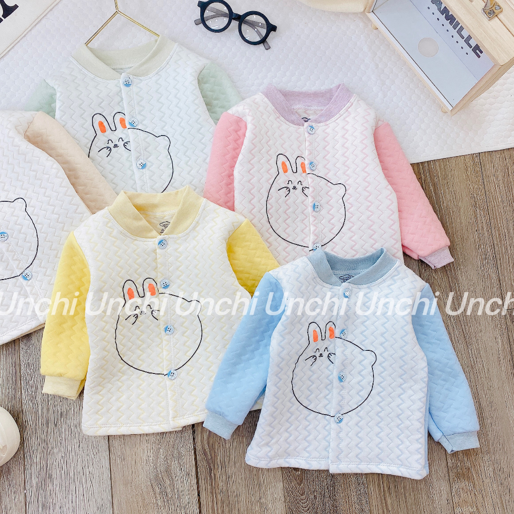 Áo khoác trần bông UCHI in hình Mèo Ú siêu đáng yêu -  hàng loại 1 cho bé sơ sinh từ 4 đến 10kg