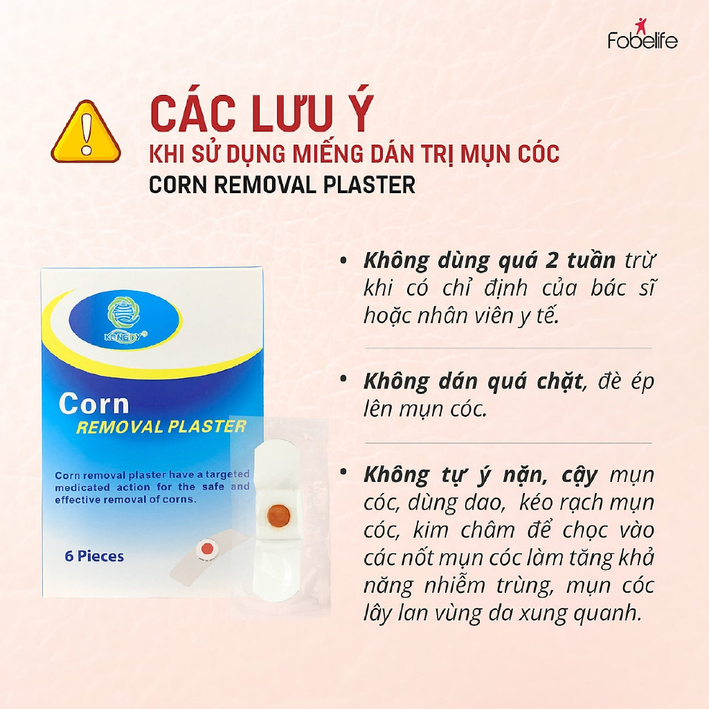 Miếng Dán Mụn Cóc Mụn Cơm Corn plaster KangDi Fobe - hộp 6 miếng