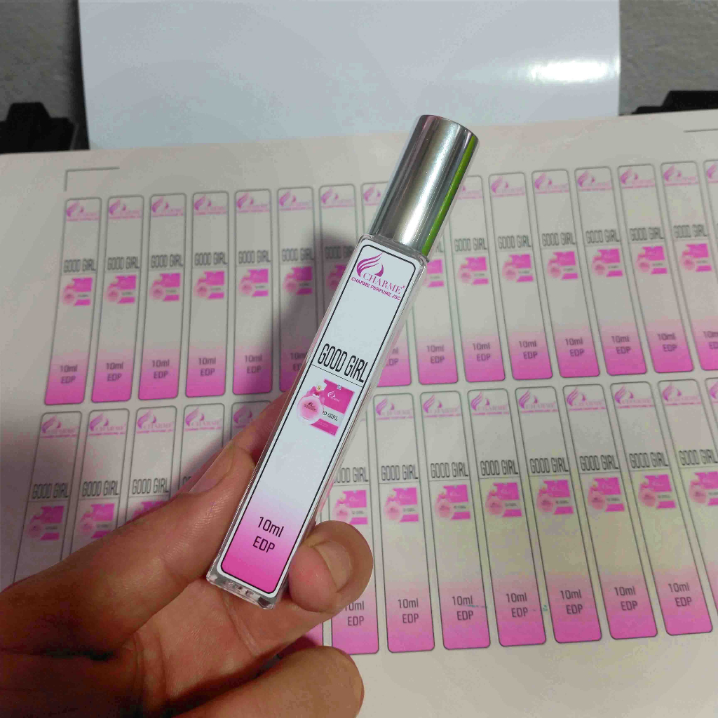 Nhãn tem chai chiết nước hoa Charme_Women 32 tem, cán bóng không phai màu