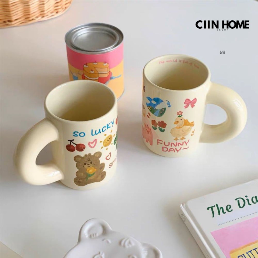 Cốc Uống Nước In Chữ Funny Day Kèm Hộp Quà Tặng Thắt Nơ, Ly Sứ Quà Tặng Sinh Nhật - CIIN HOME