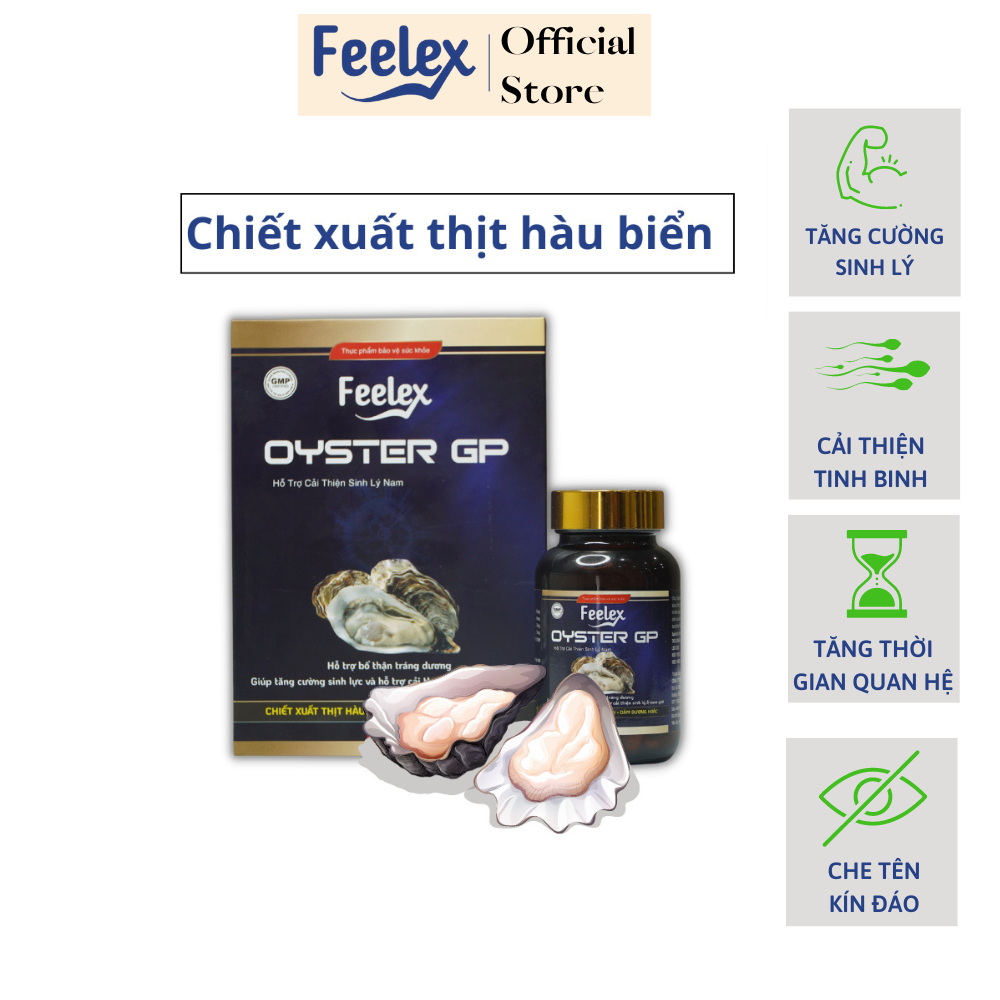 Tinh chất hàu biển cao cấp Feelex Oyster GP tăng cường sinh lý cho nam giới hộp 60 viên