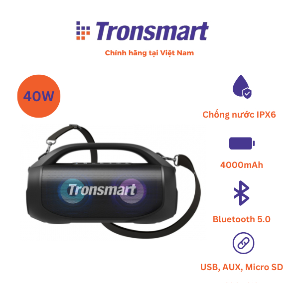 Loa bluetooth Tronsmart Bang SE, Bluetooth 5.0, Công suất 40W, Chống nước IPX6