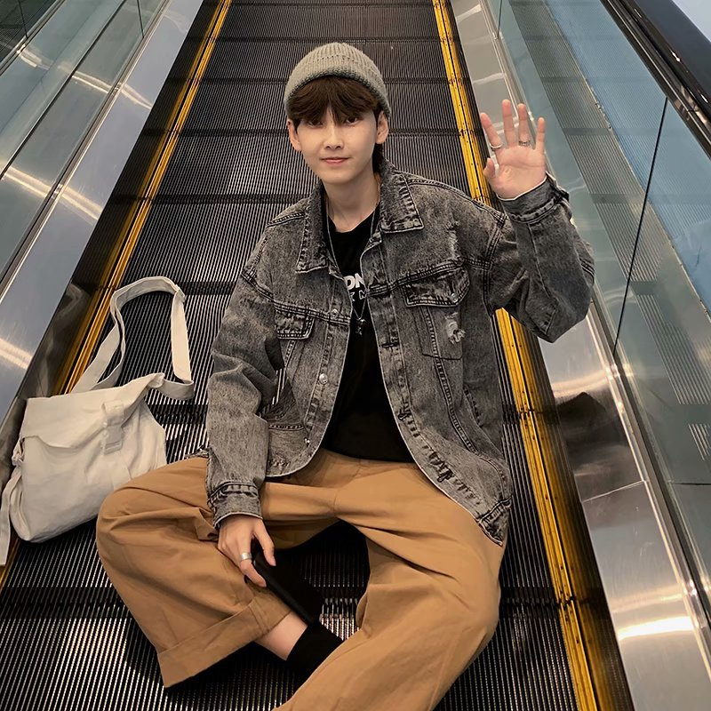 Áo khoác jean dày dặn màu xám MIAa