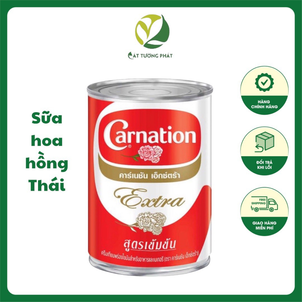 Sữa hoa hồng Thái Lan Carnation extra 385g, Sữa tươi không đường Carnation extra 385g