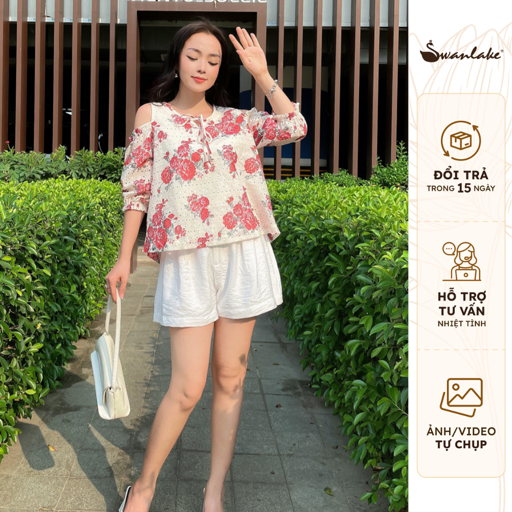 SWANLAKE | Quần Đùi Nữ, Quần Lửng, Quần Short Nữ Ống Rộng Lưng Cao Gài Nút Chất Lụa Hàn Mềm Siêu Hot - Q10687LW01
