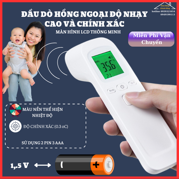 Nhiệt kế điện tử GP100, súng đo thân nhiệt hồng ngoại cao cấp